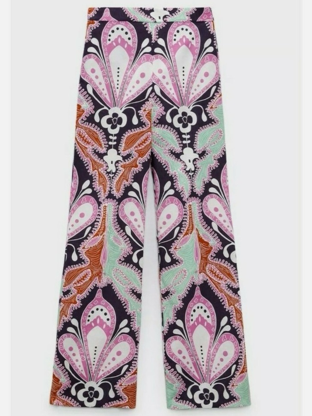 Zara Wide-Leg Paisley Print Pants